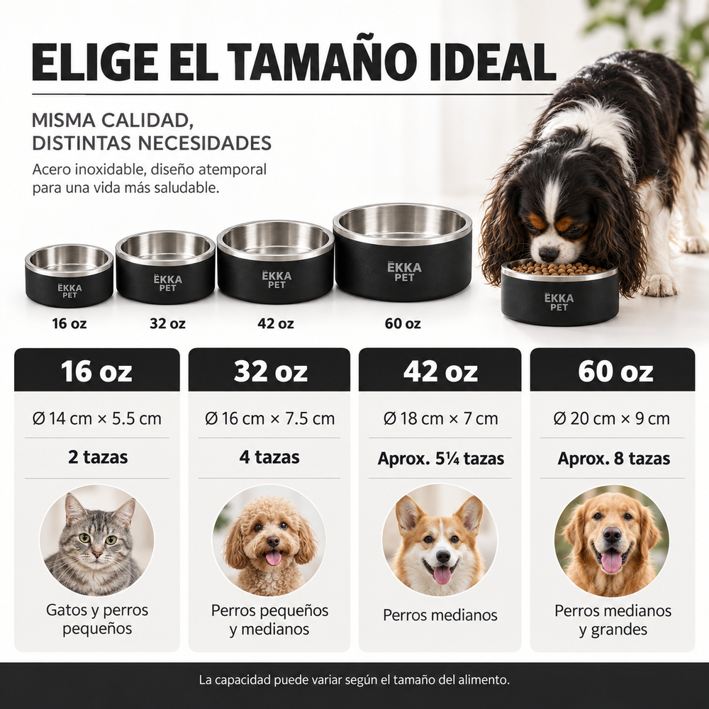 Bowl para mascotas de acero inoxidable negro