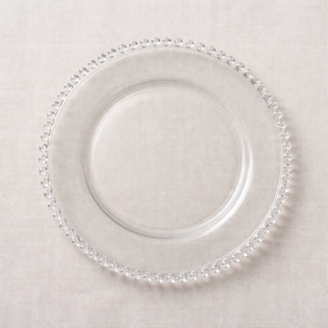 Set de 6 Platos de Sitio Cristal Borde de Perlas transparente