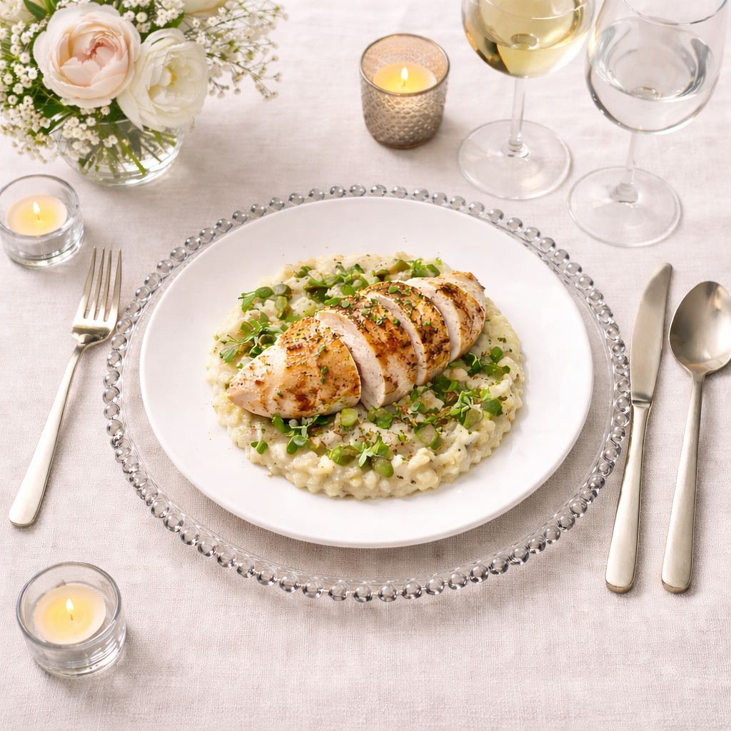 Set de 6 Platos de Sitio Cristal Borde de Perlas plateado