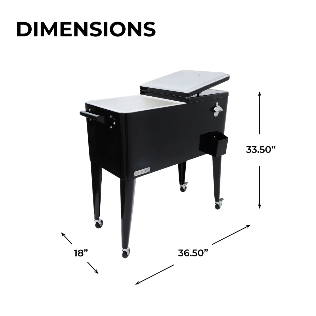 Cooler patio con ruedas negro 76 litros