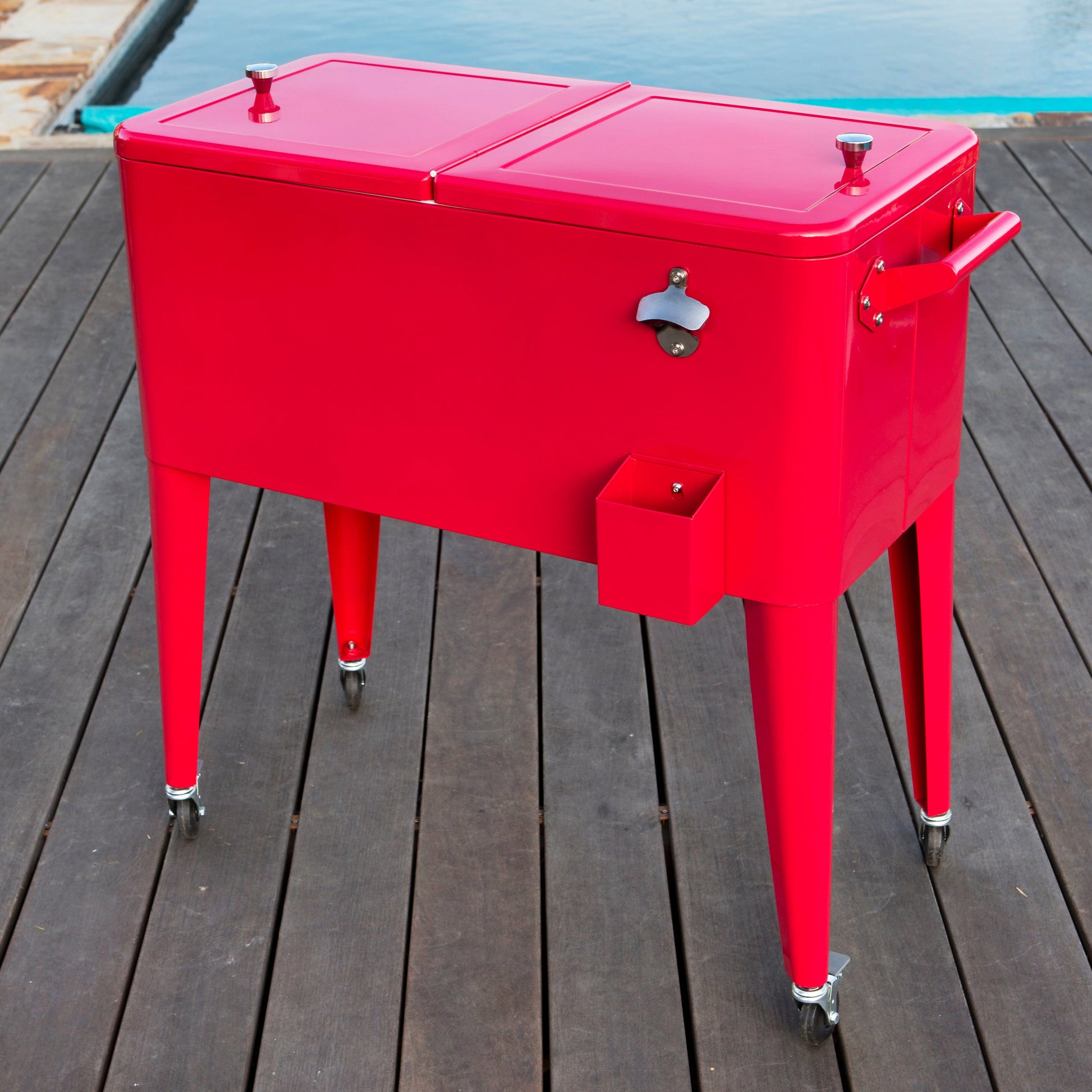 Cooler patio con ruedas rojo 76 litros