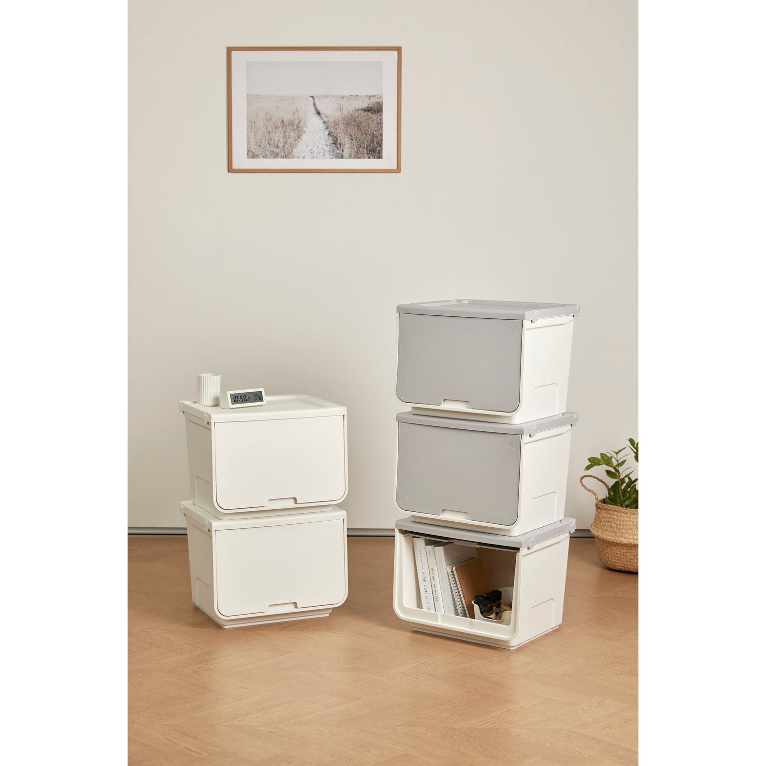 Cubo organizador Roomax 39 litros marfil