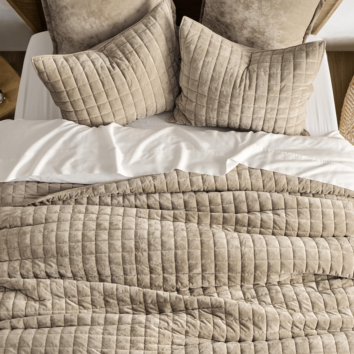 Cubrecama Velvet Premium Elenora beige arena