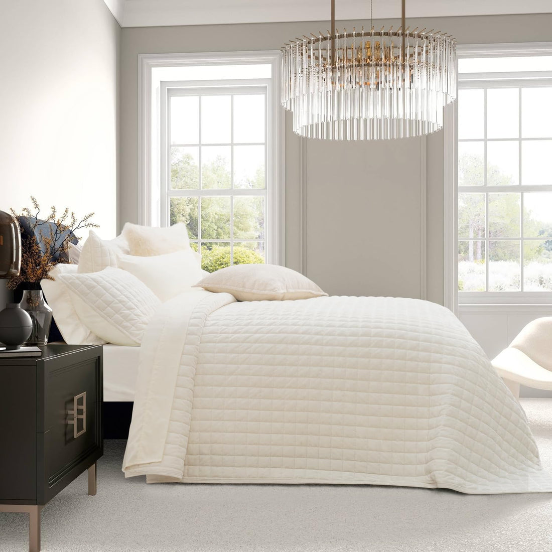 Cubrecama Velvet Premium Elenora blanco crema