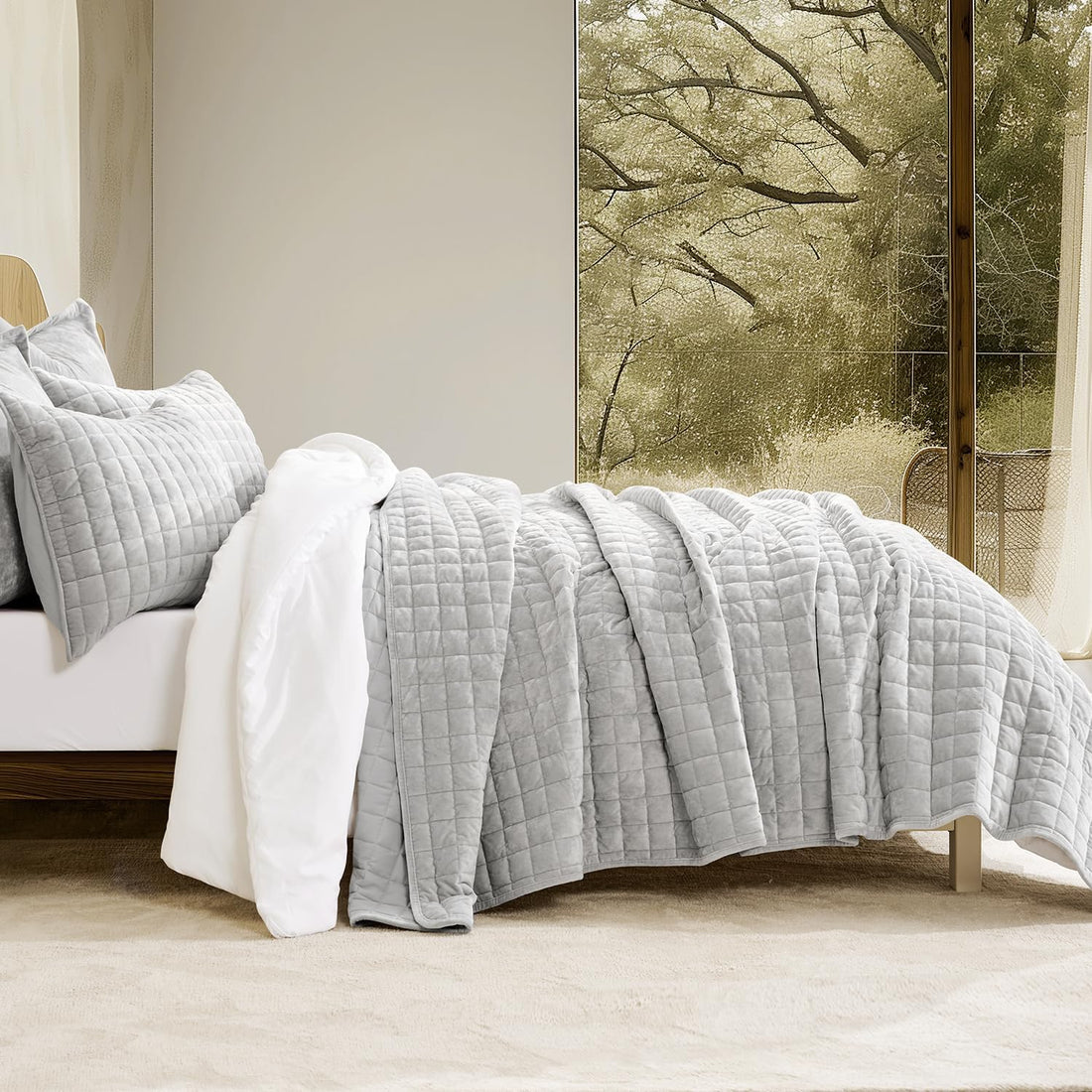 Cubrecama Velvet Premium Elenora gris perla