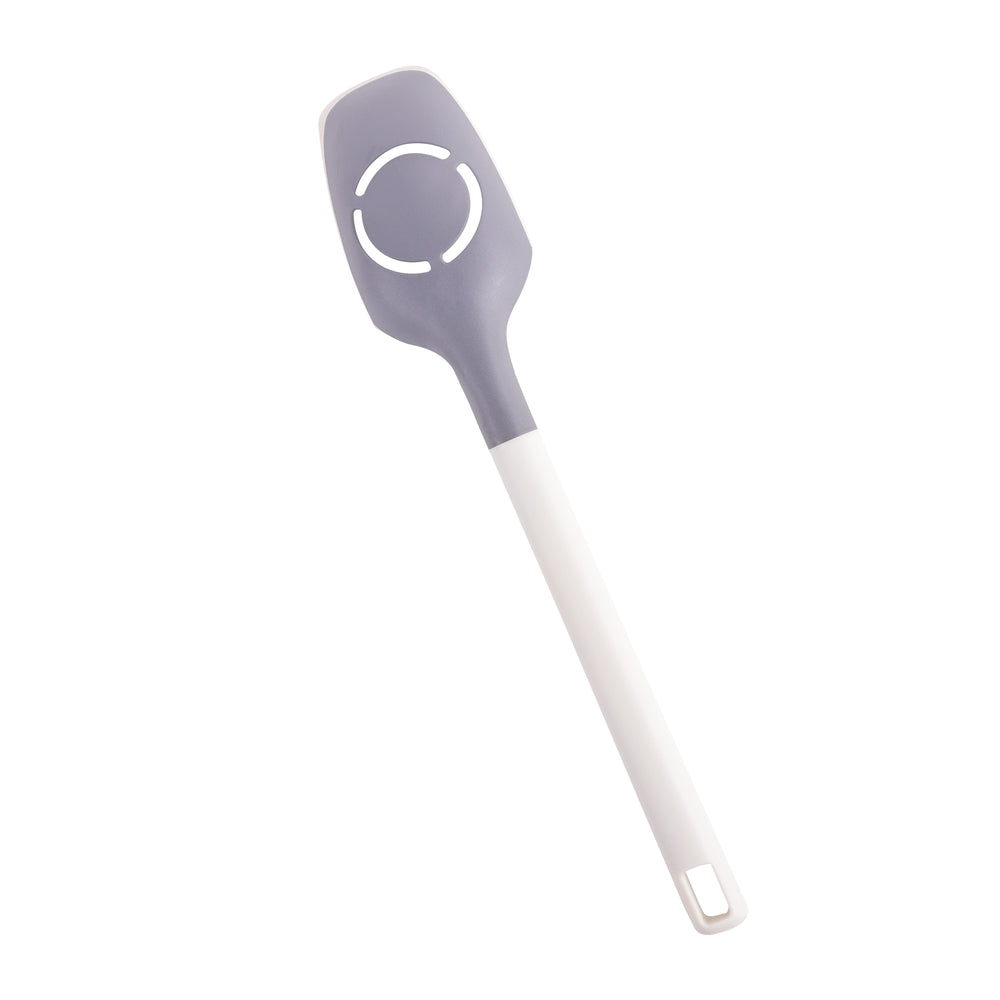 Cuchara Ranurada de Silicona blanca – Resistente al Calor, Antiadherente y Ergonómica