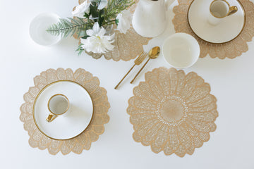 Set x 6 individuales Daisy redondo oro