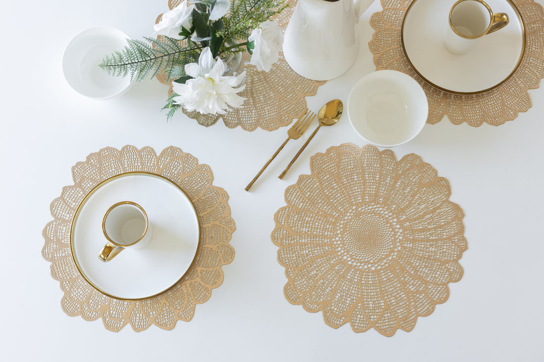 Set x 6 individuales Daisy redondo oro