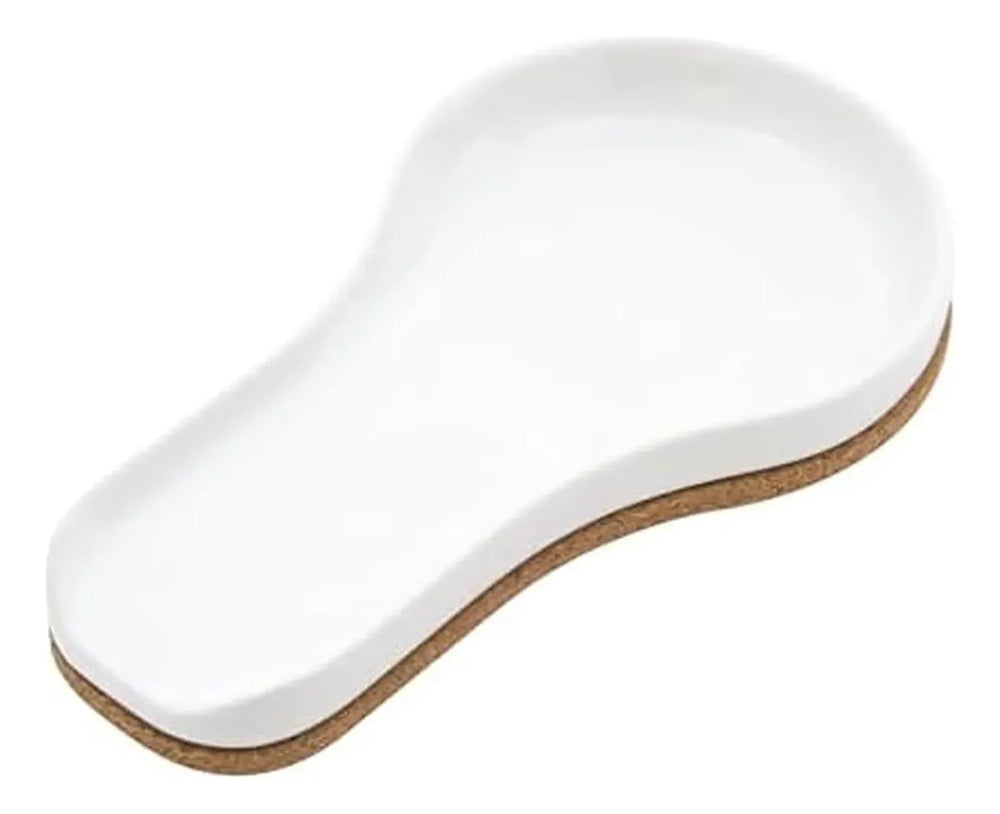 Reposacucharas de Cerámica y Corcho blanco