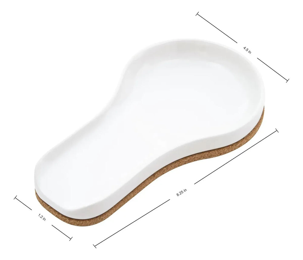 Reposacucharas de Cerámica y Corcho blanco
