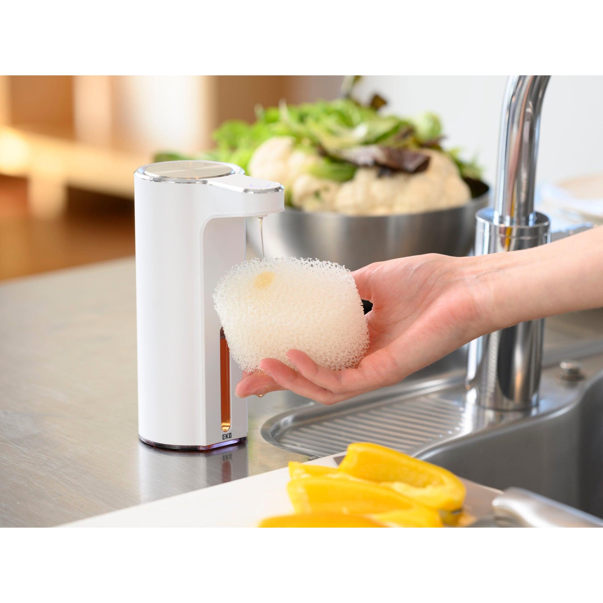Dispensador Automático de Jabón Aroma SMART Blanco USB– Sensor Inteligente, Recarga USB y 3 Niveles de Dosificación