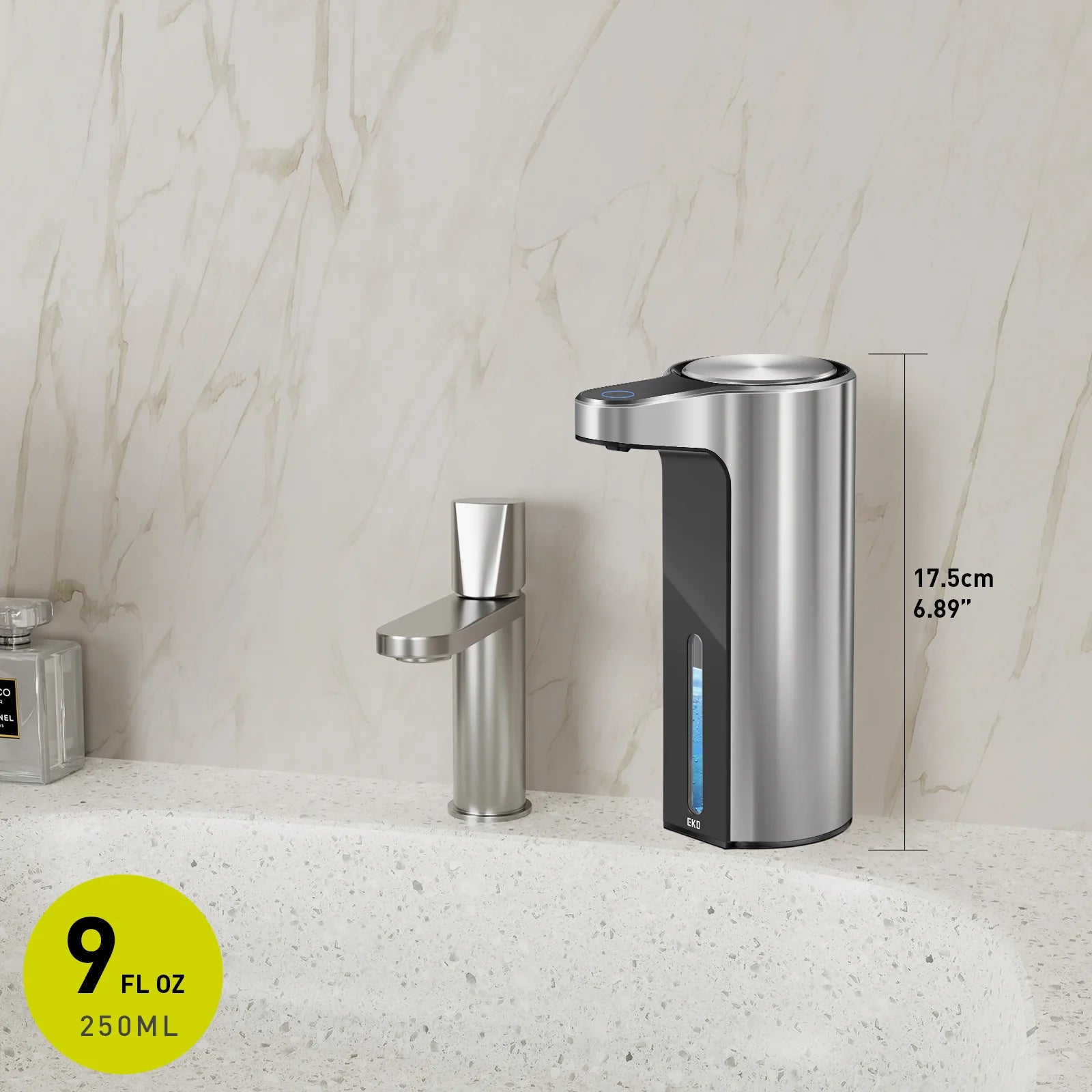 Dispensador jabón líquido sensor Aroma SMART plateado USB