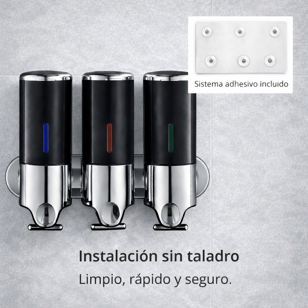 Dispensador Triple de Pared negro