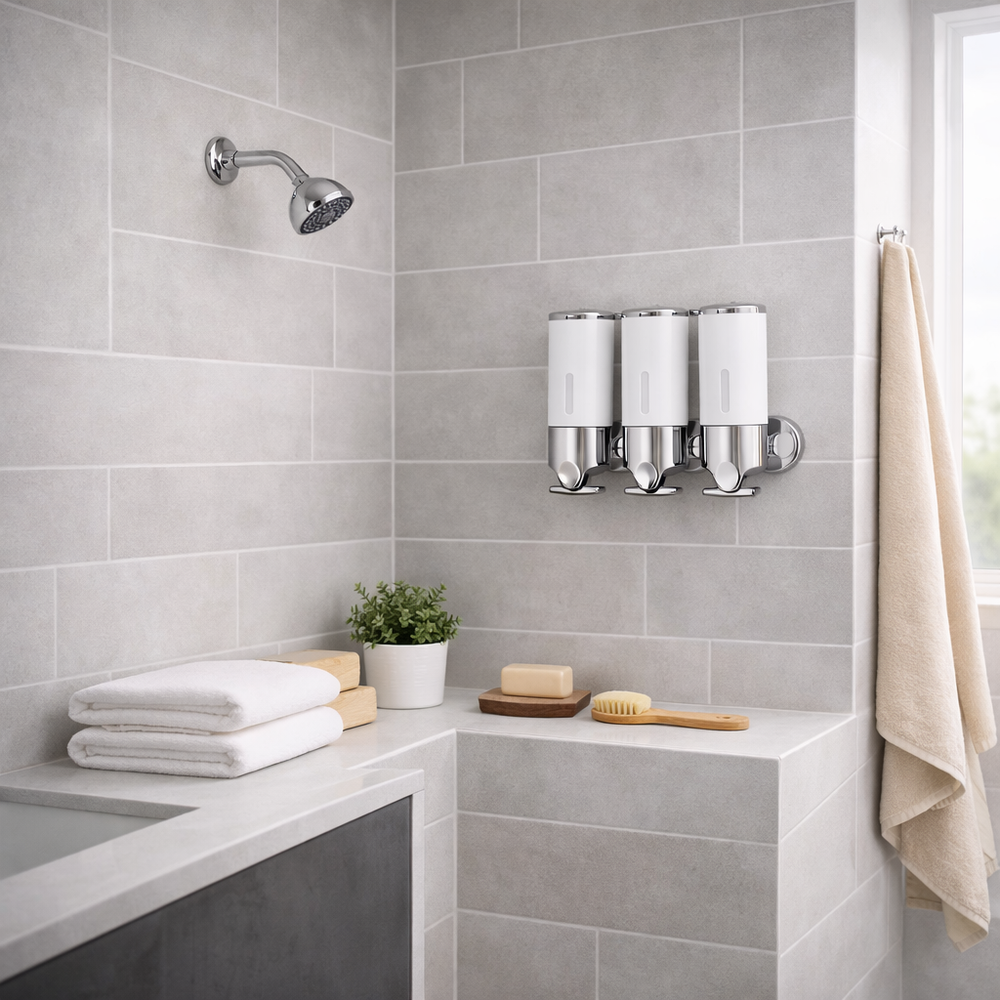 Dispensador Triple de Pared blanco