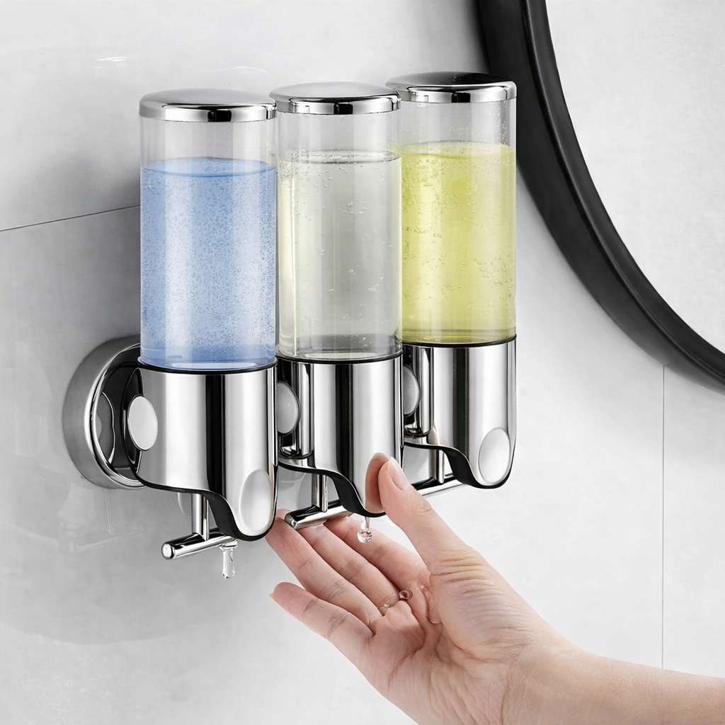Dispensador Triple de Pared transparente