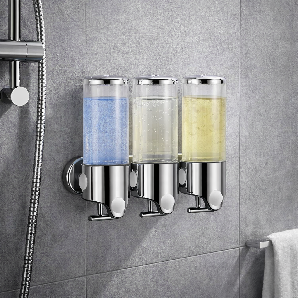 Dispensador Triple de Pared transparente