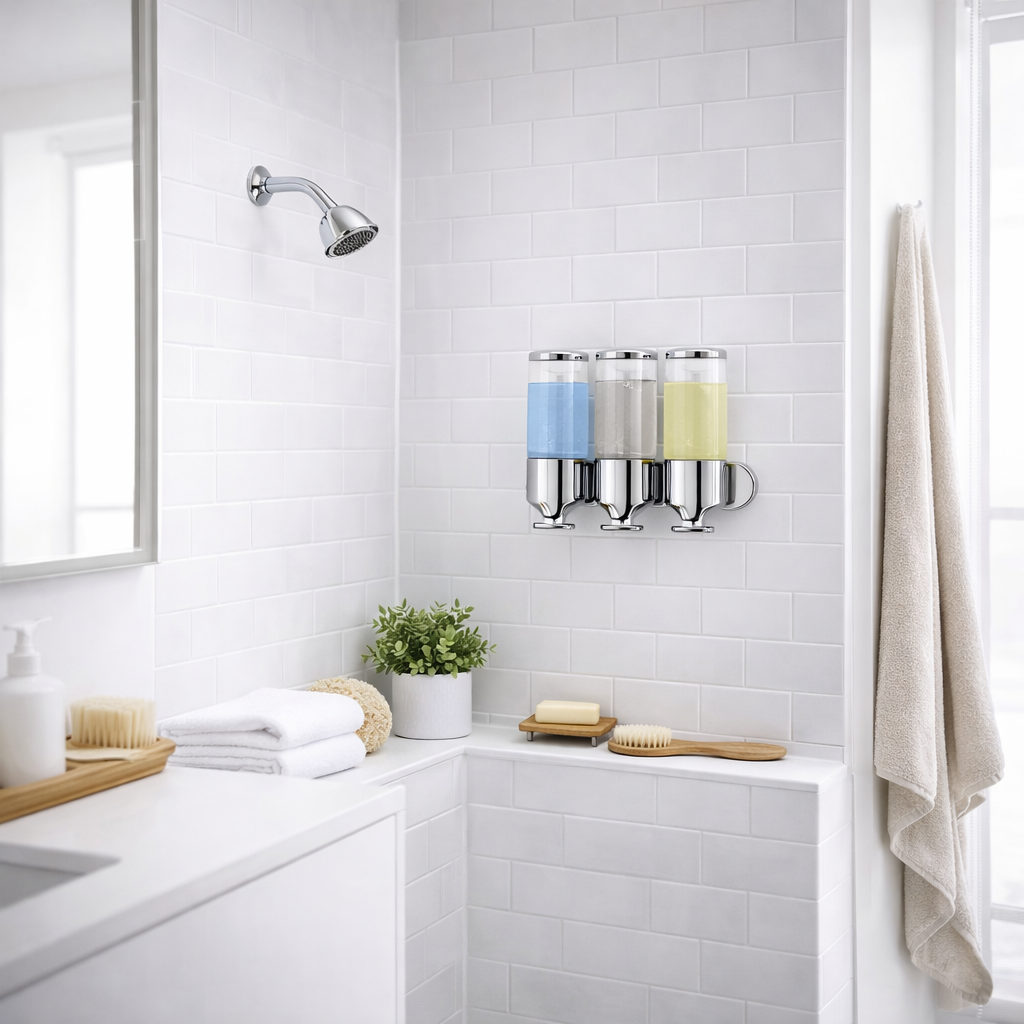 Dispensador Triple de Pared transparente