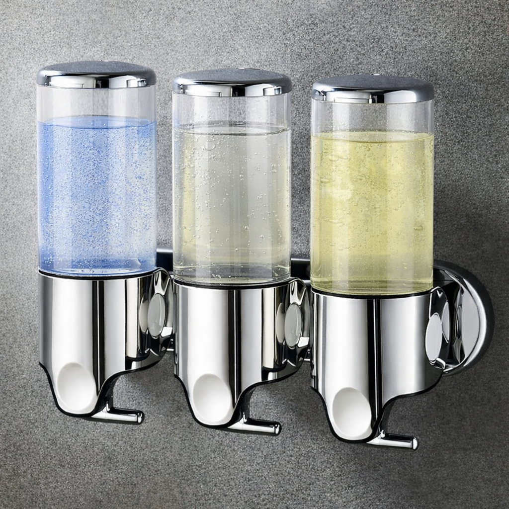 Dispensador Triple de Pared transparente