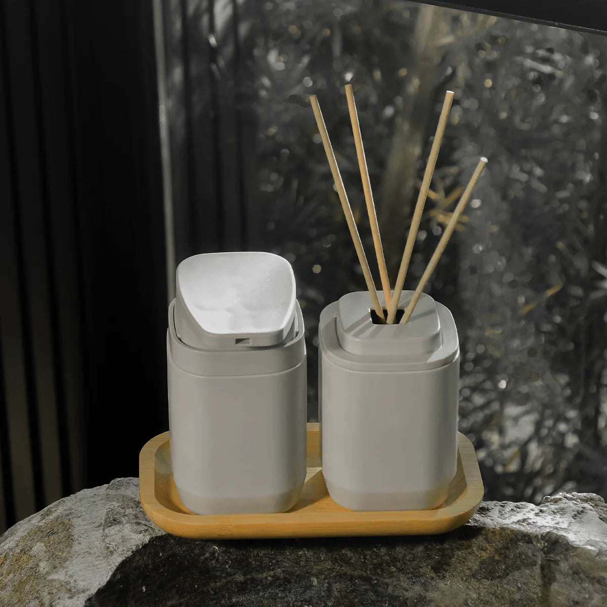Dispensador de Jabón Líquido 380ml Aura Beige - Diseño Minimalista