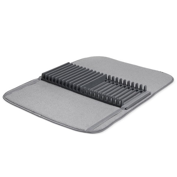 Escurridor de Platos Plegable Udry Gris – Con Mat de Microfibra y Rack Removible