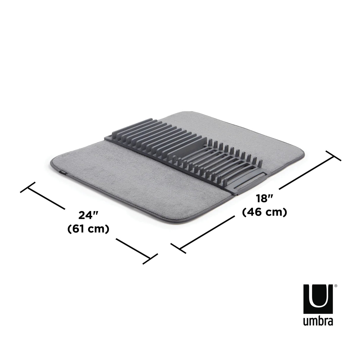Escurridor de Platos Plegable Udry Gris – Con Mat de Microfibra y Rack Removible