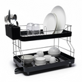 Escurridor de Platos Smart Plus 2 Niveles Negro – Alta Capacidad, Drenaje 360°, Diseño Moderno para Cocina Ordenada