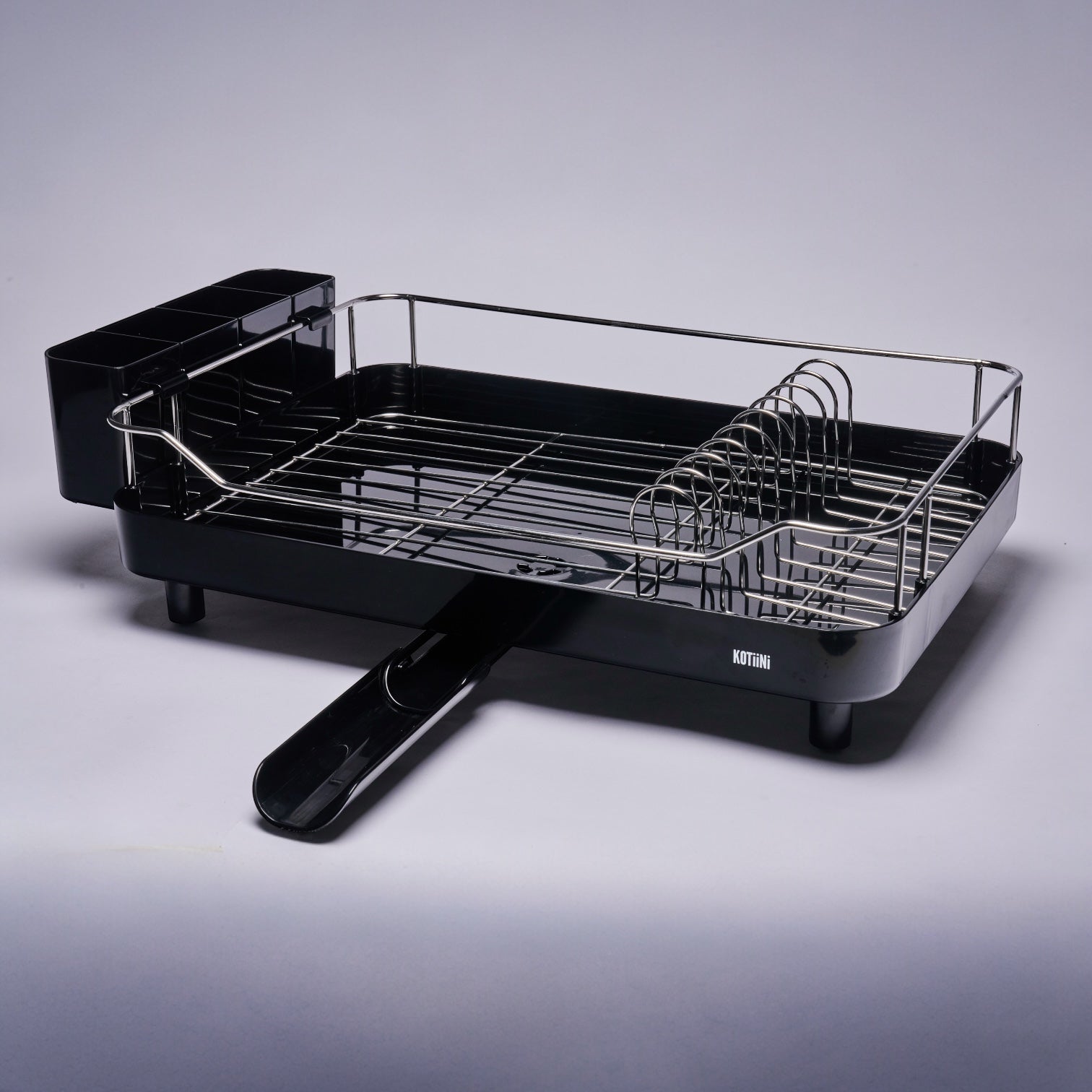 Escurridor de Platos Smart Plus Large Negro 1 Nivel - Drenaje 360°, Alta Capacidad y Diseño Moderno para Cocina