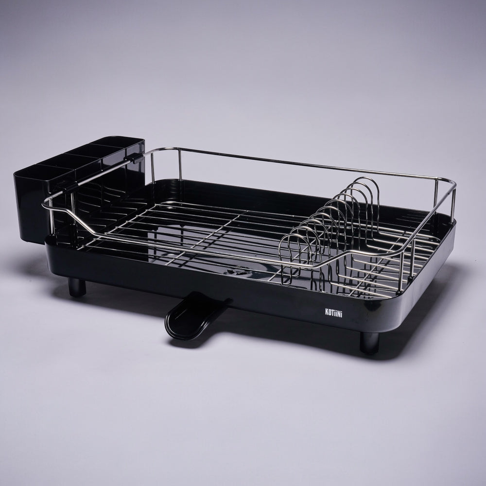 Escurridor de Platos Smart Plus Large Negro 1 Nivel - Drenaje 360°, Alta Capacidad y Diseño Moderno para Cocina