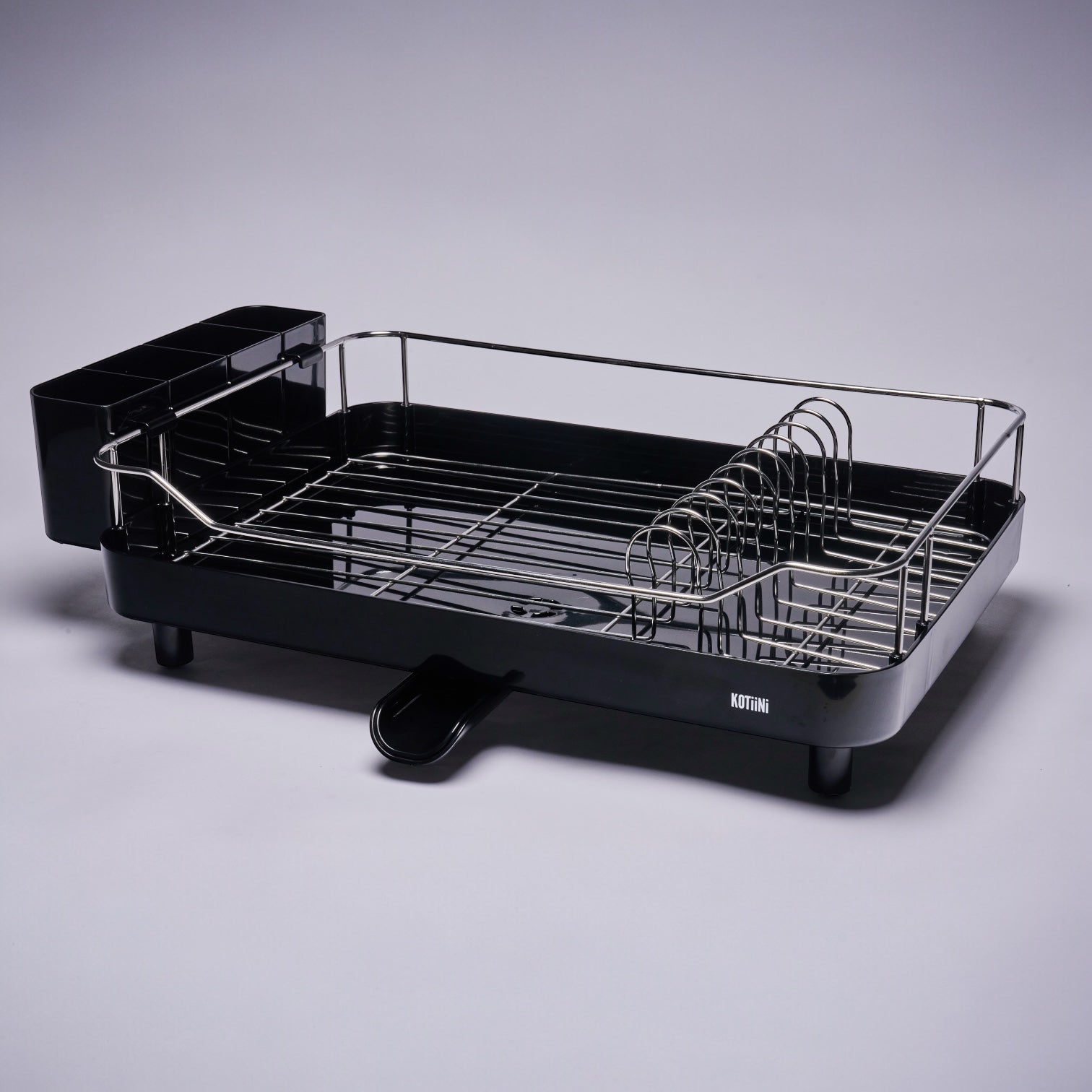 Escurridor de Platos Smart Plus Large Negro 1 Nivel - Drenaje 360°, Alta Capacidad y Diseño Moderno para Cocina