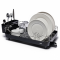 Escurridor de Platos Smart Plus Large Negro 1 Nivel - Drenaje 360°, Alta Capacidad y Diseño Moderno para Cocina
