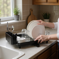 Escurridor de Platos Smart Plus Large Negro 1 Nivel - Drenaje 360°, Alta Capacidad y Diseño Moderno para Cocina