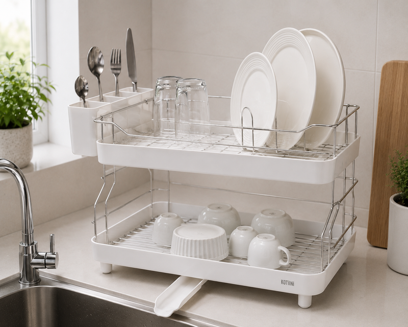 Escurridor de platos Smart Plus 2 niveles blanco