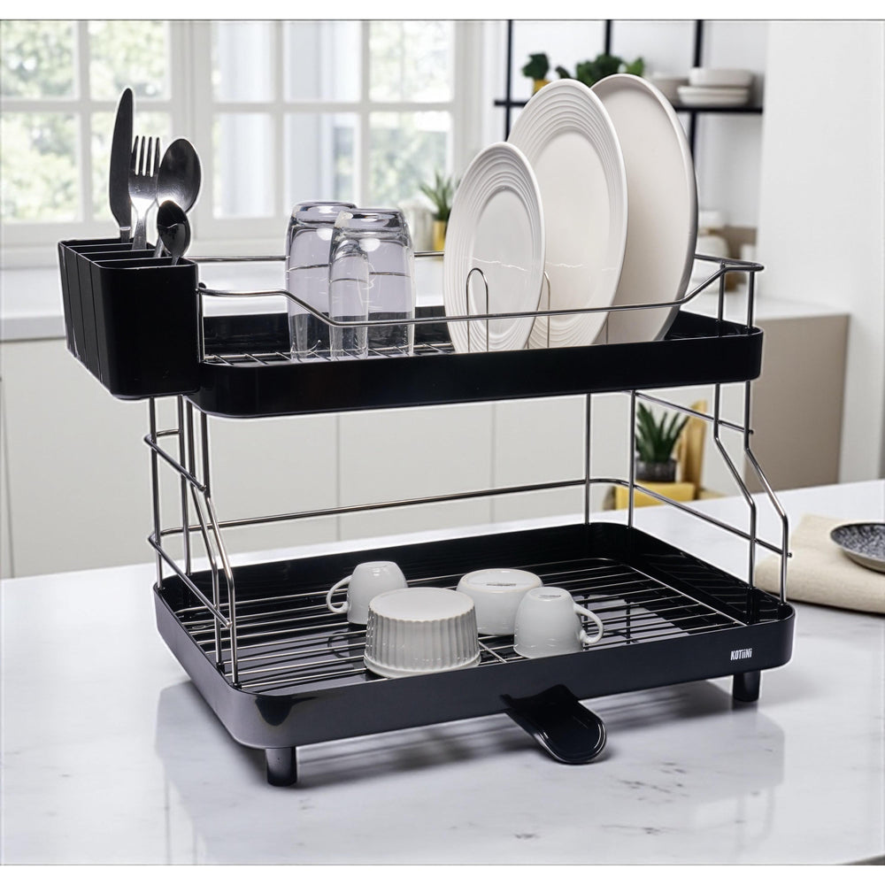 Escurridor de platos Smart Plus 2 niveles negro