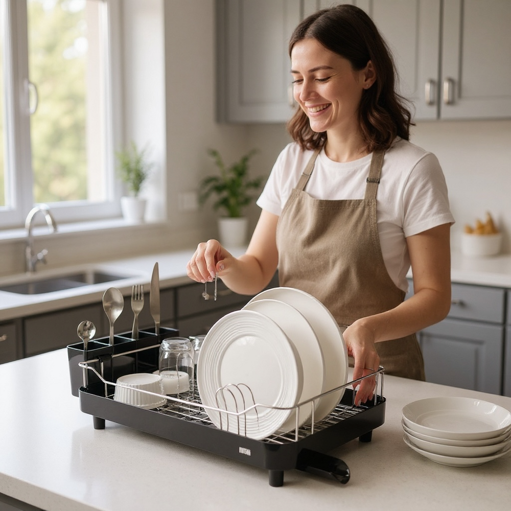 Escurridor de platos Smart Plus Large negro 1 nivel