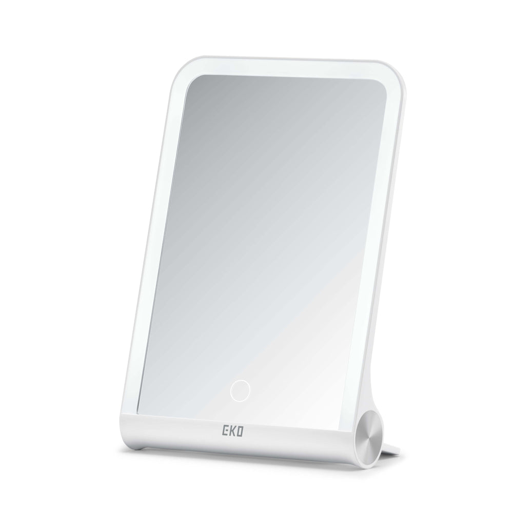 Espejo LED iMira plegable blanco USB · luz natural, recargable USB y 3 niveles de brillo