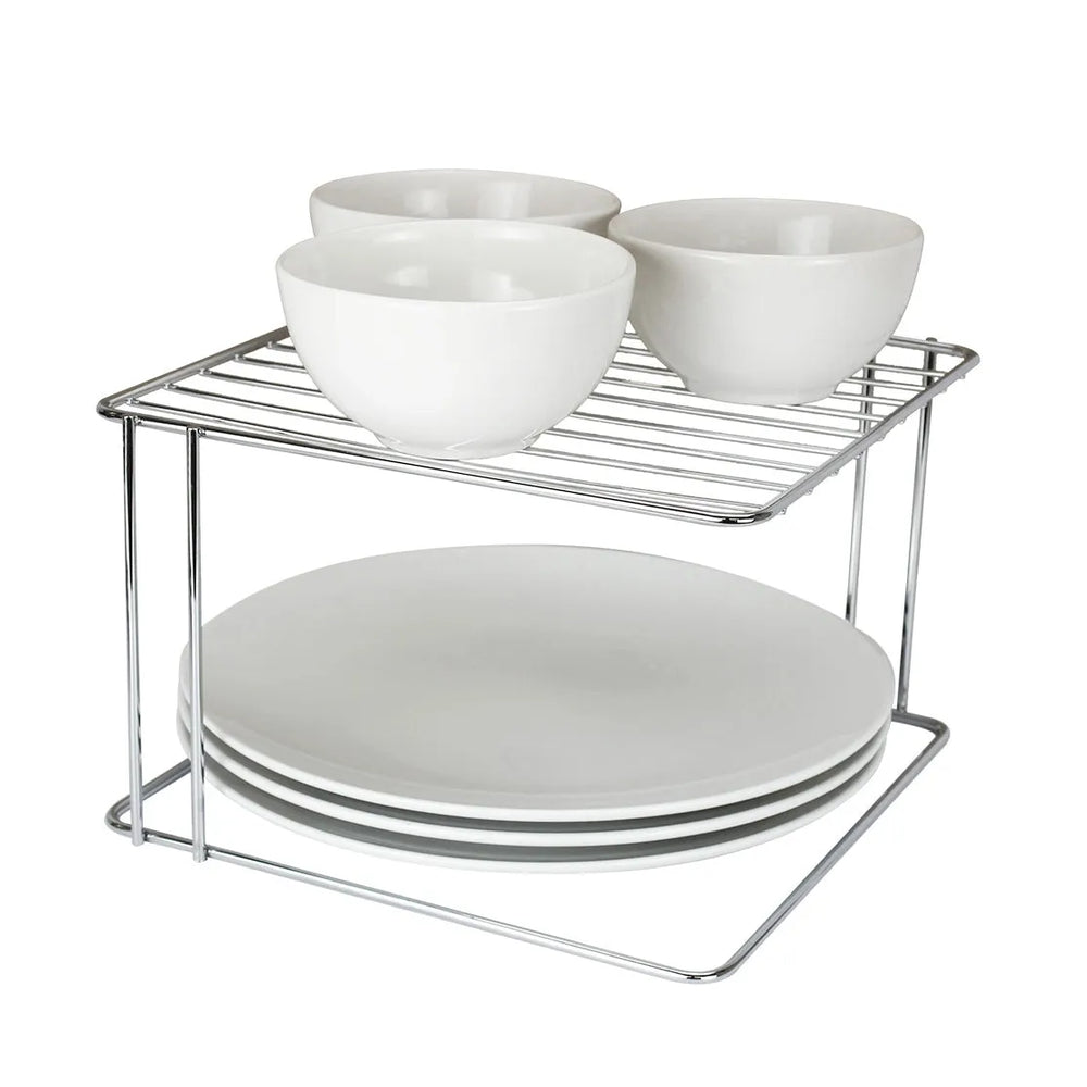 Estante apilable Organizare cuadrado 26 cm plateado