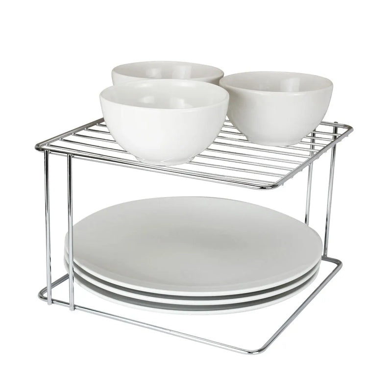 Estante apilable Organizare cuadrado 26 cm plateado