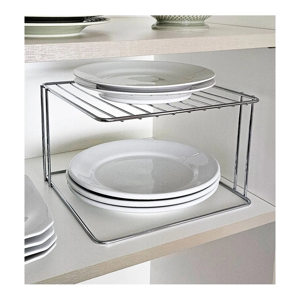 Estante apilable Organizare cuadrado 26 cm plateado