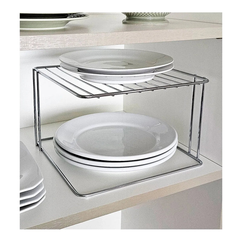 Estante apilable Organizare cuadrado 26 cm plateado