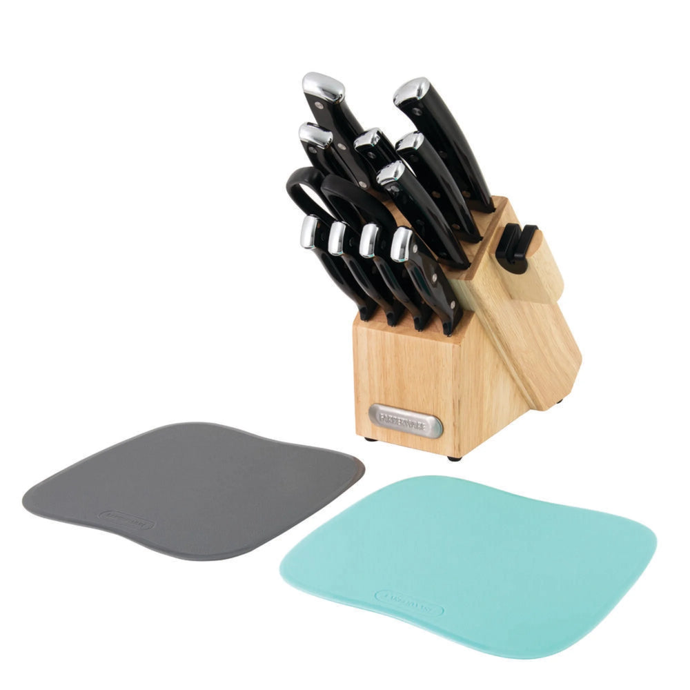 Bloque de cuchillos acero inox 14 piezas negro triple remache