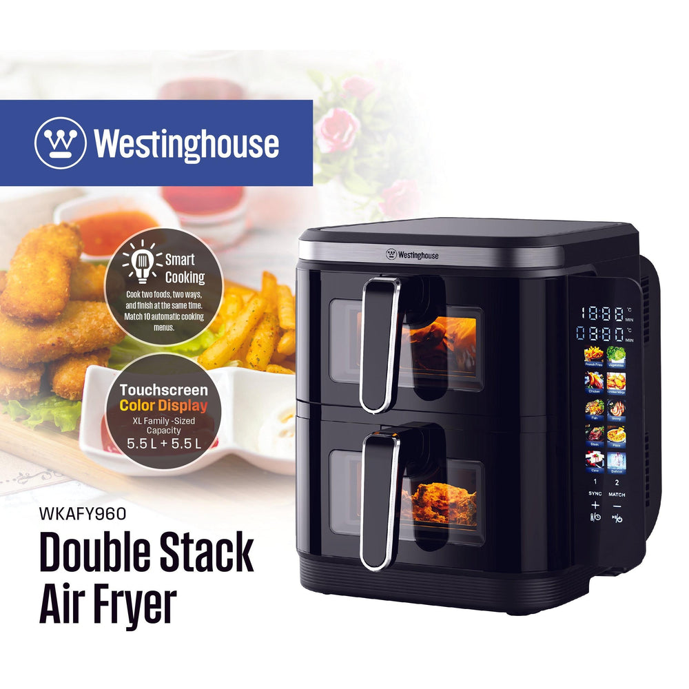 Freidora de Aire Vertical Westinghouse 11L | Doble Nivel, Ahorra Espacio y Cocina Más Rápido
