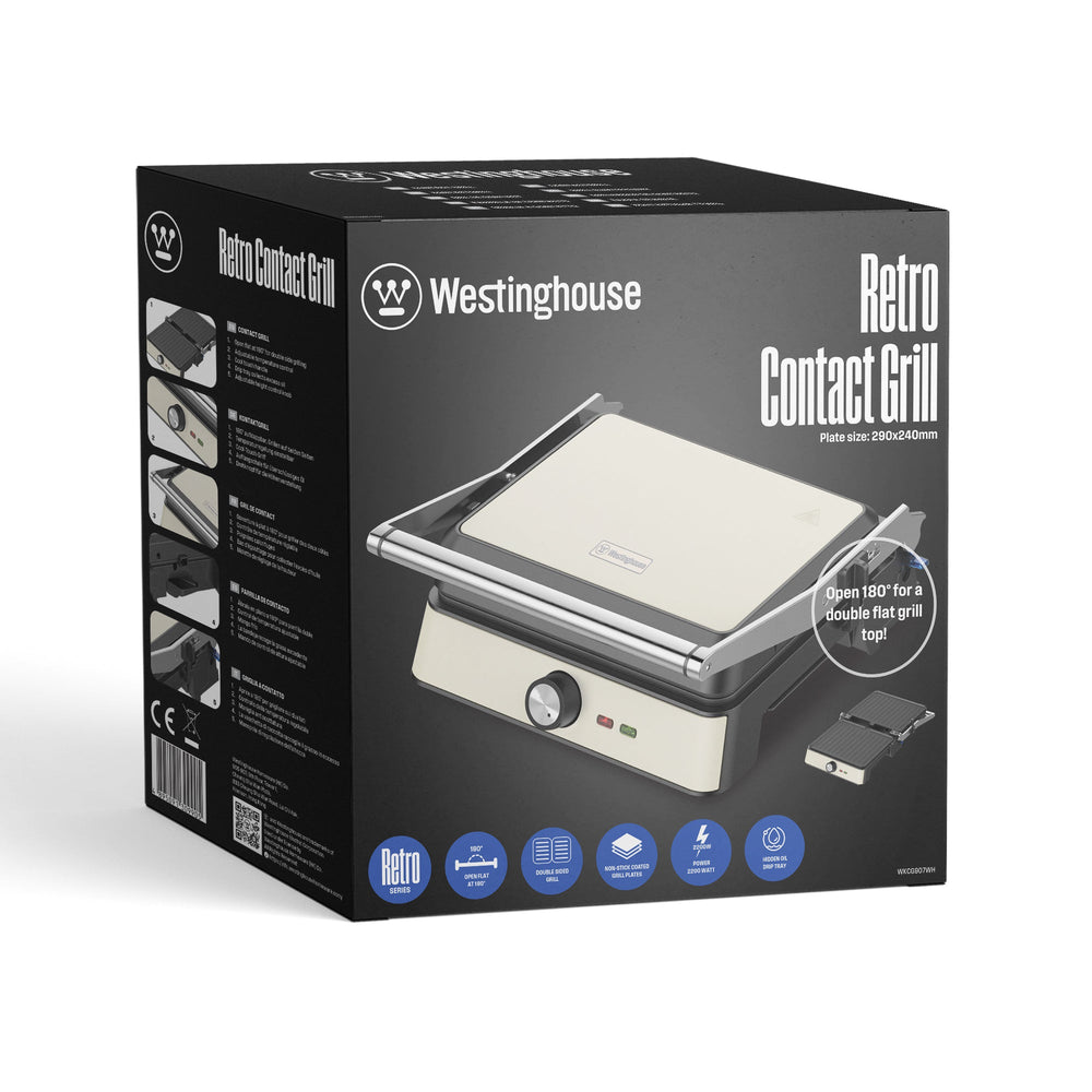Grill plancha electrico 2200W Retro crema