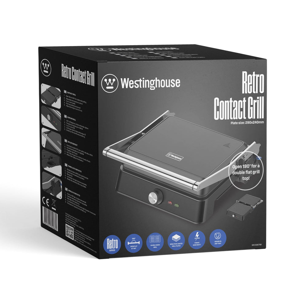Grill plancha electrico 2200W Retro negro