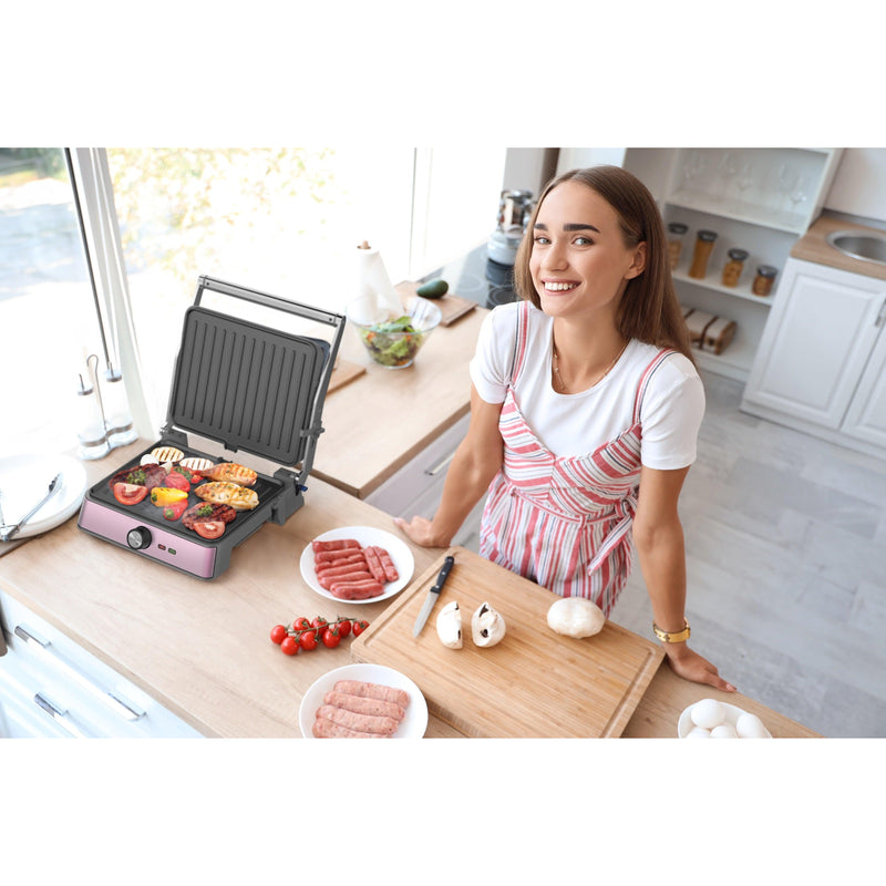 Grill plancha eléctrico Retro Westinghouse 2200 W rosado