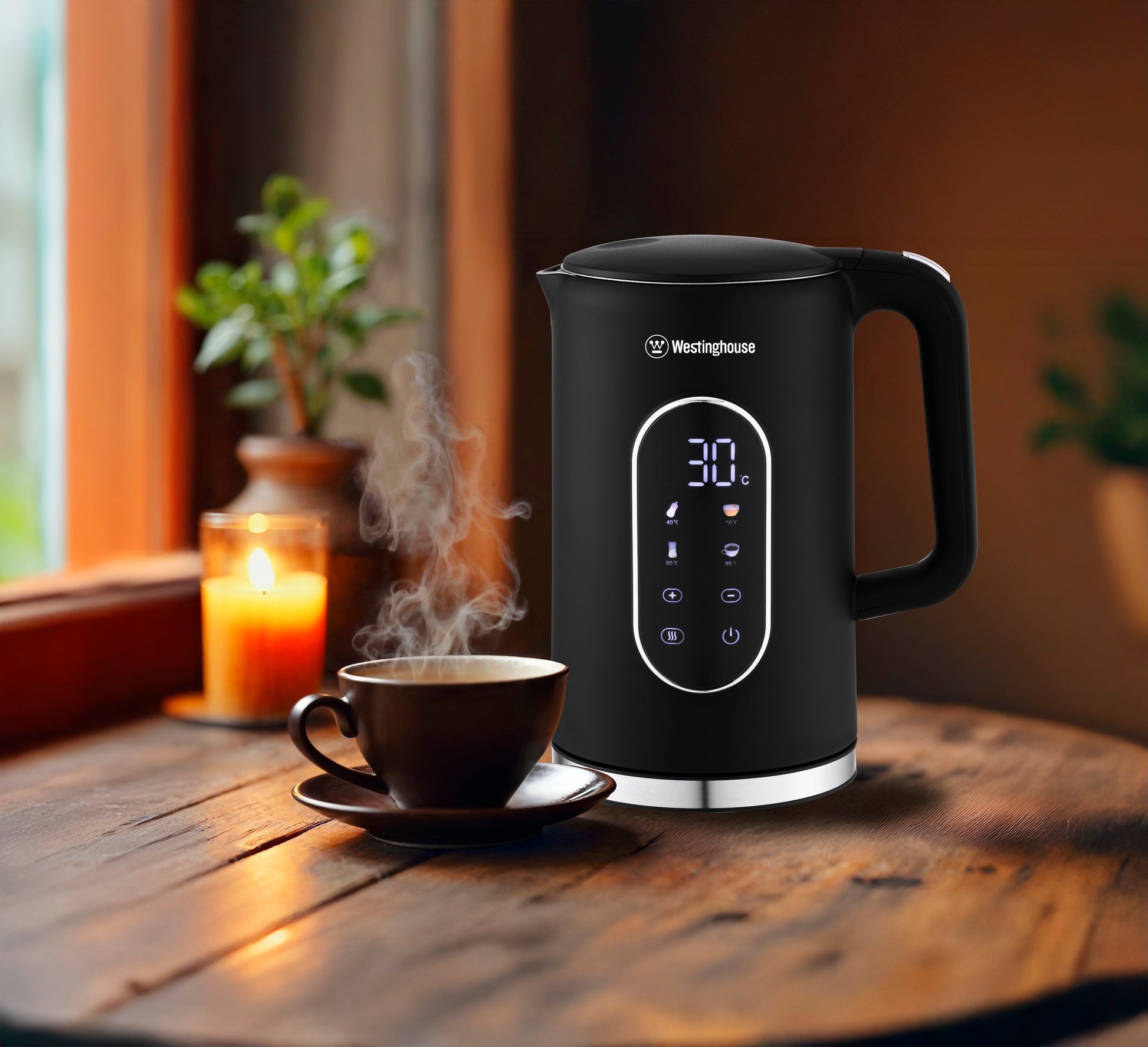 Hervidor Digital con Pantalla Táctil 1.7L Negro Mate
