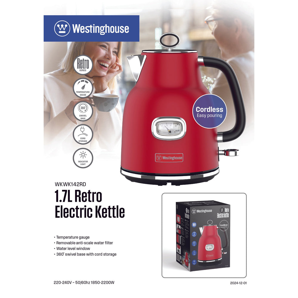 Hervidor eléctrico Retro 1.7 ltrs rojo WH