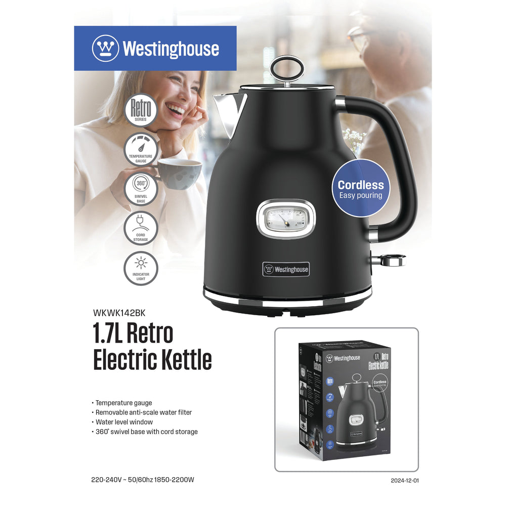 Hervidor eléctrico Retro Westinghouse 1.7 L negro