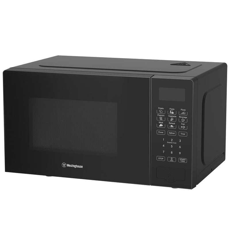 Horno microondas digital 20 litros negro · 700 W con 9 Menús Automáticos y Display LED