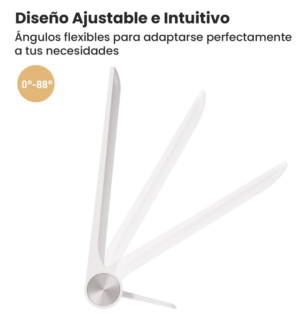 Espejo LED iMira plegable blanco USB · luz natural, recargable USB y 3 niveles de brillo