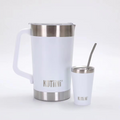 Jarra Térmica acero inoxidable 2L + vaso 140ml blanca - Irrompible, Conserva Bebidas Calientes o Frías